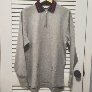 Eddie Bauer Vintage Men's 1/4 Zip Pullover Medium (runs big) Gray Navy B…EUC